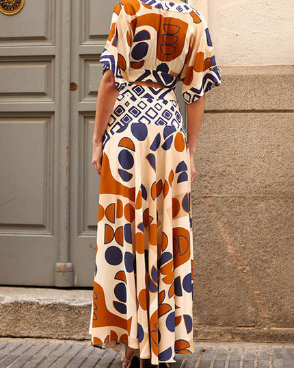 "Retro Geo" Cutout Maxi Dress