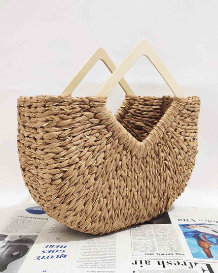 Holiday Leisure Moon Bag Gold Paper Straw Handbag