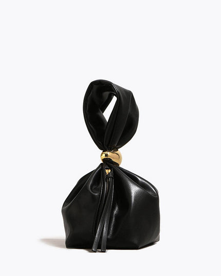 Simple Oval-Ring Drawstring Bucket Bag