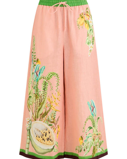 "Tropical Papaya" Blush Linen Tropical Print Set