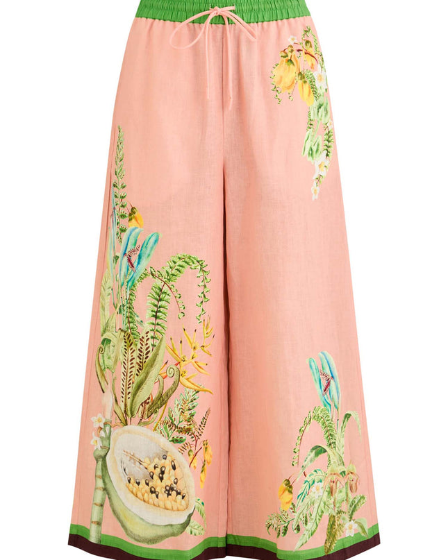 "Tropical Papaya" Blush Linen Tropical Print Set
