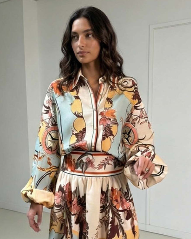 Retro Map Print Two-piece Set