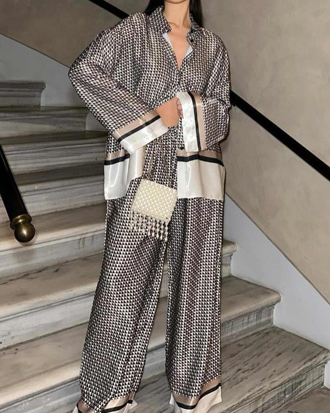 "Monochrome Houndstooth" Satin Set