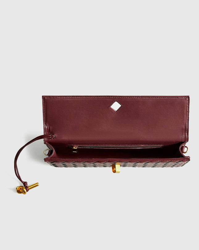 Two Way Woven Flap Clutch Shoulder Bag