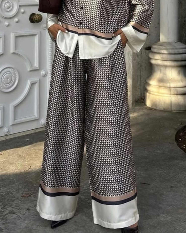 "Monochrome Houndstooth" Satin Set