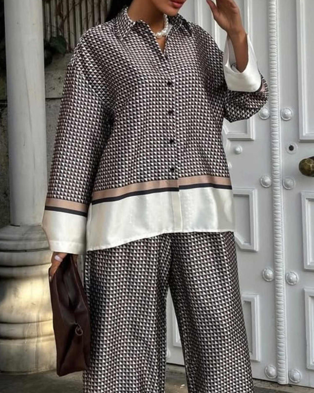 "Monochrome Houndstooth" Satin Set