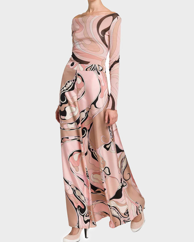 "Blush Swirl" Abstract Print Two-Piece Set