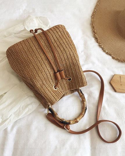 Summer Shoulder Messenger Bag Bamboo Bag Bucket Bag