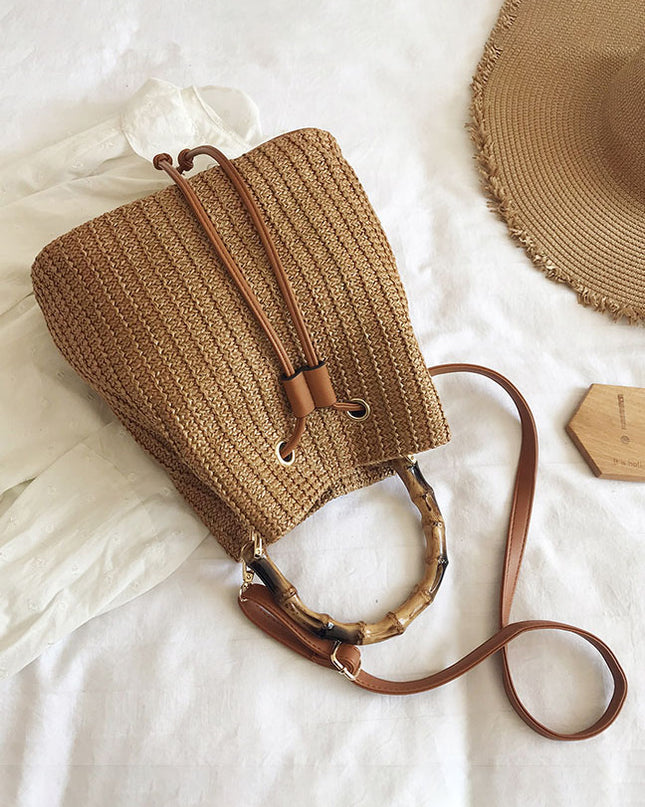 Summer Shoulder Messenger Bag Bamboo Bag Bucket Bag