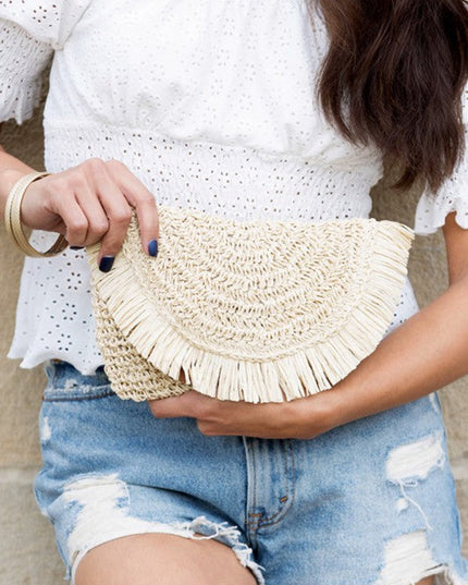 Frayed Raffia Clutch