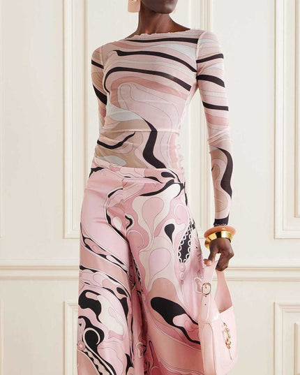 "Blush Swirl" Abstract Print Two-Piece Set