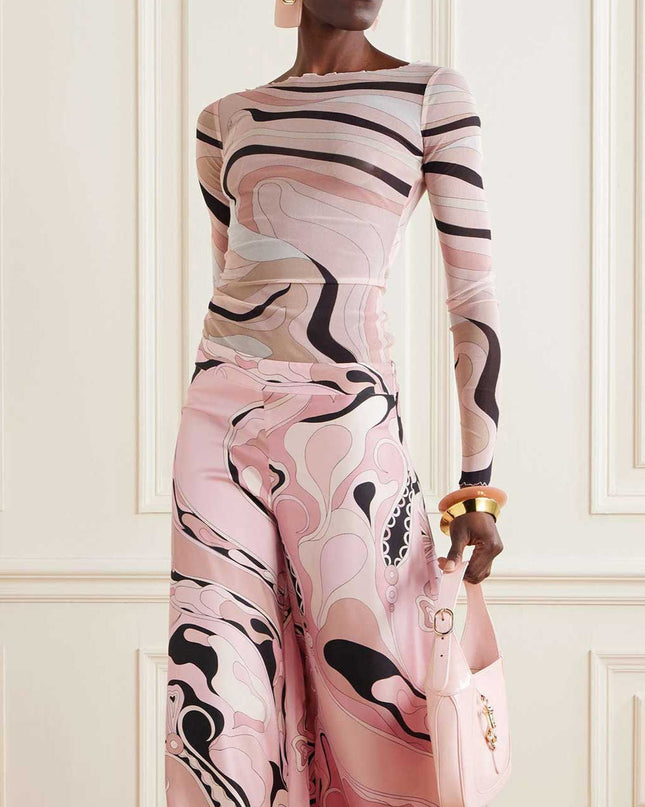 "Blush Swirl" Abstract Print Two-Piece Set