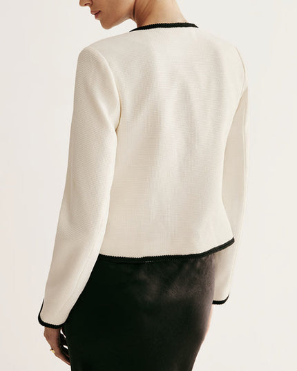 "Ivory Bow-Front" Cropped Jacket