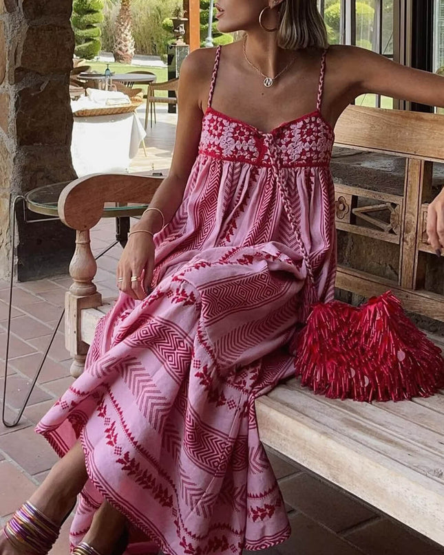 Ethnic Style  Knitted Slip Maxi Dress