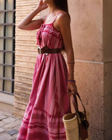 Ethnic Style  Knitted Slip Maxi Dress