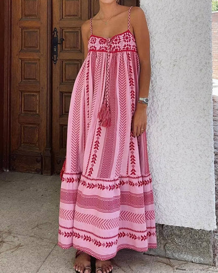 Ethnic Style  Knitted Slip Maxi Dress