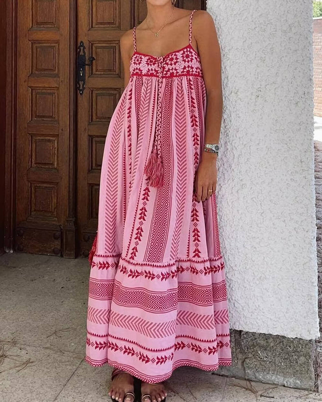 Ethnic Style  Knitted Slip Maxi Dress