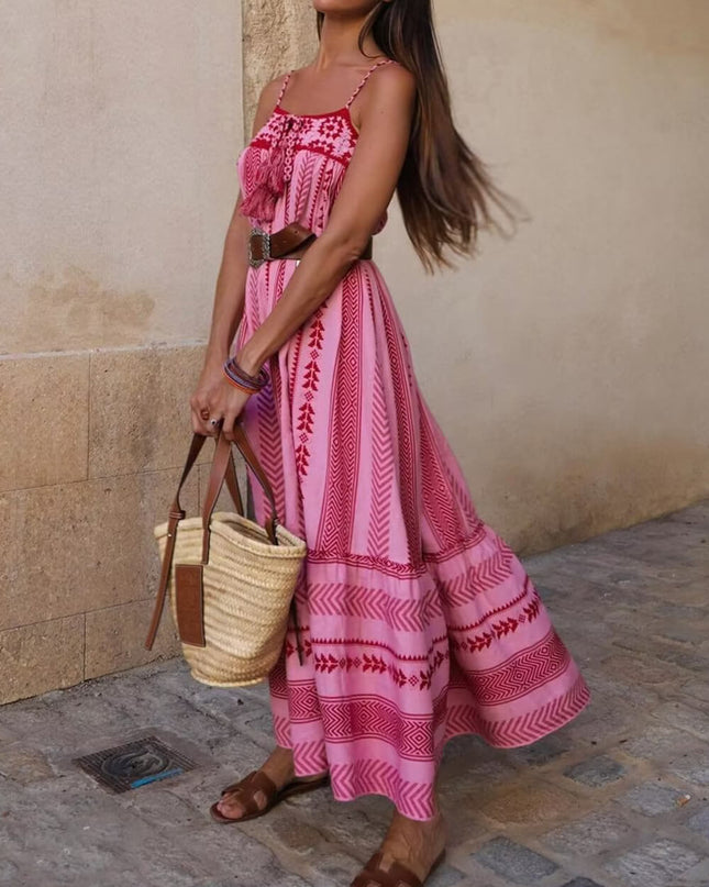 Ethnic Style  Knitted Slip Maxi Dress