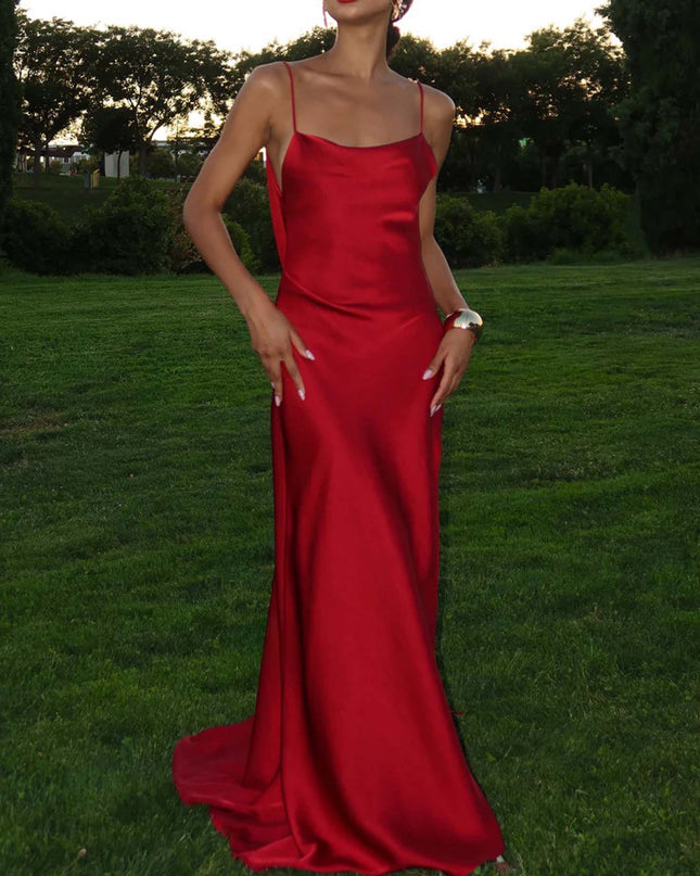 "Ethereal Satin" Cowl Neck Slip Maxi Dress