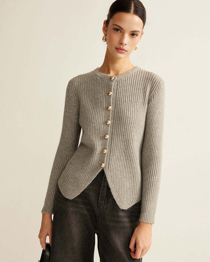 "Heather Grey" Ribbed Knit Cardigan