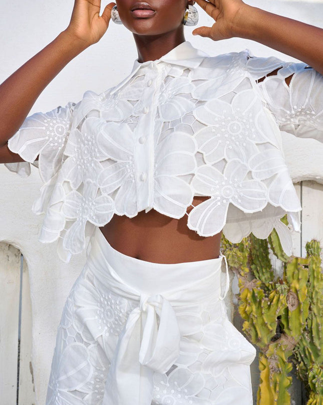 "Bloom Lace" 3D Floral Cutout Two-Piece Set