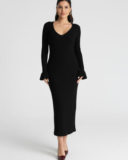 Black Ribbed Reverie Maxi Dress