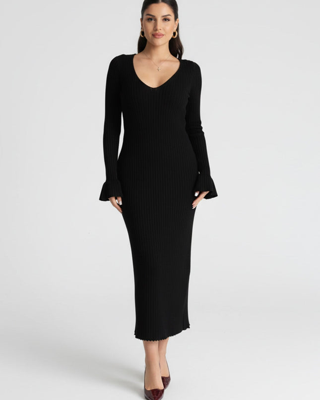 Black Ribbed Reverie Maxi Dress