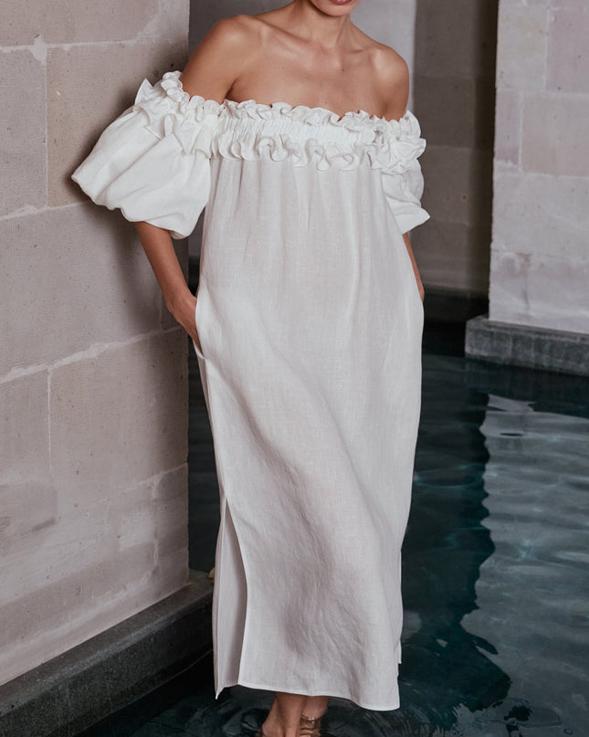 Off-Shoulder Ruffled Boho Maxi Dress