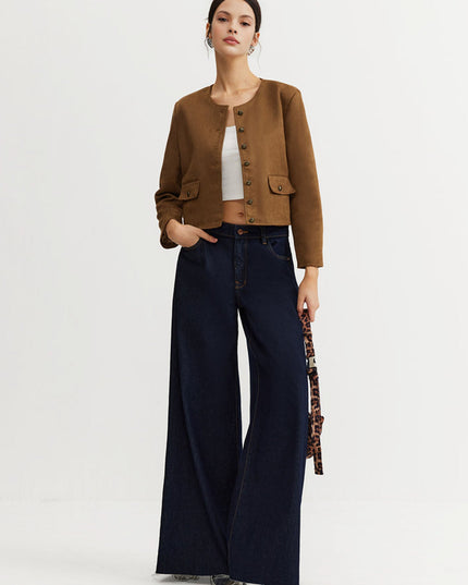 "Camel Suede" Cropped Jacket