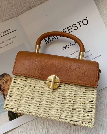 Handheld Crossbody Straw Bag