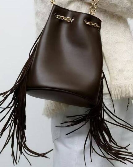 Tassel Design Bucket Bag Shoulder Bag