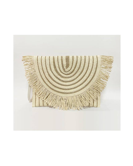 Contrast Color Straw Bag Clutch