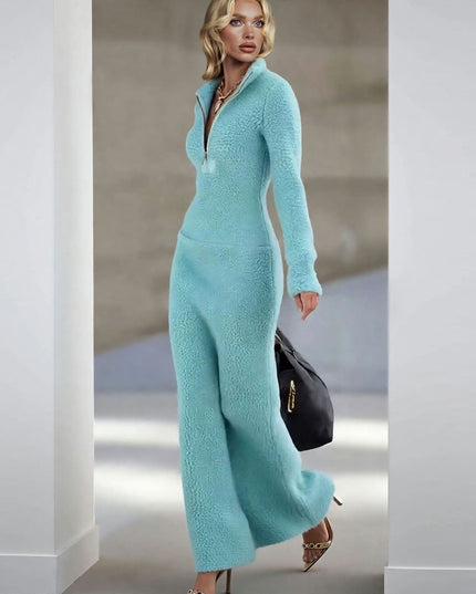 Casual Half-zip Collar Maxi Dress