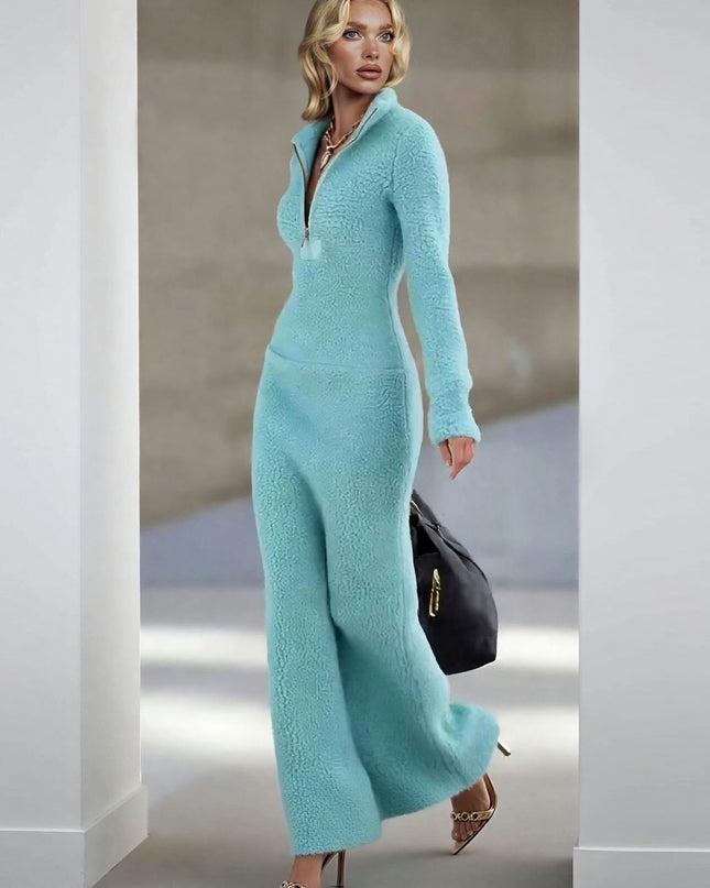 Casual Half-zip Collar Maxi Dress