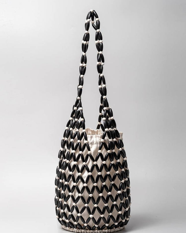 Hollow Woven Bucket Bag