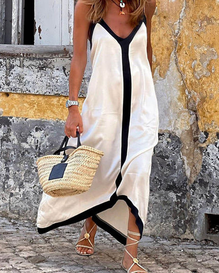 Colorblock Suspender Midi Dress