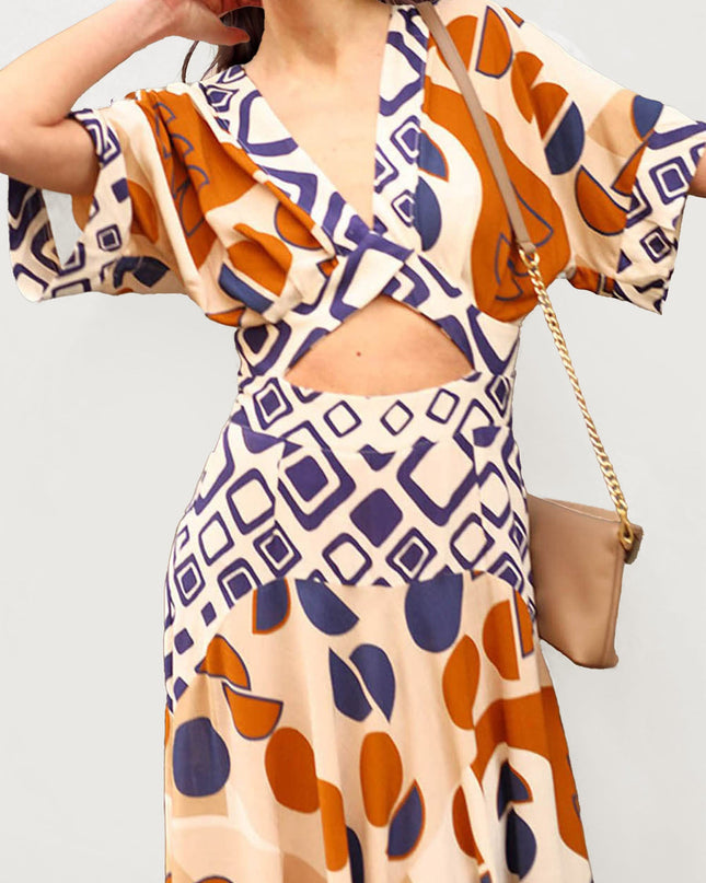 "Retro Geo" Cutout Maxi Dress