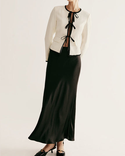 "Ivory Bow-Front" Cropped Jacket