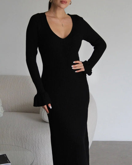 Black Ribbed Reverie Maxi Dress