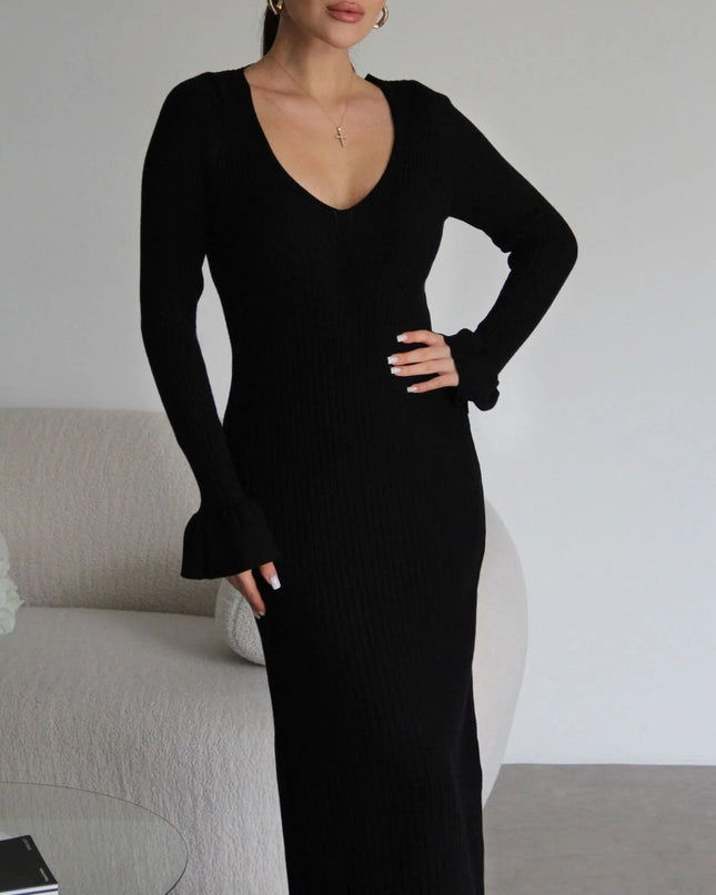 Black Ribbed Reverie Maxi Dress