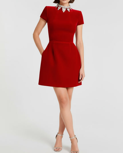 "Scarlet Allure" Red Structured Mini Dress