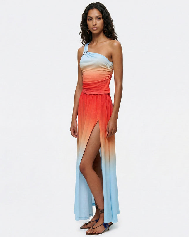 "Sunset Horizon" One-Shoulder Ombré Set
