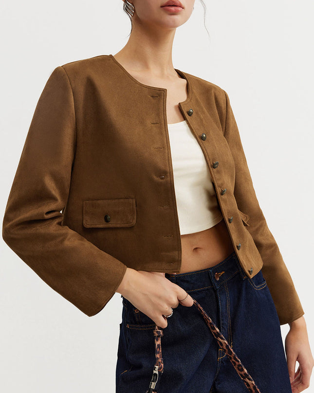 "Camel Suede" Cropped Jacket