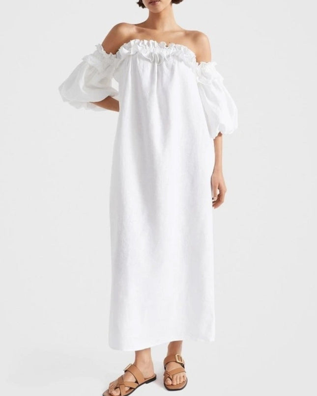 Off-Shoulder Ruffled Boho Maxi Dress