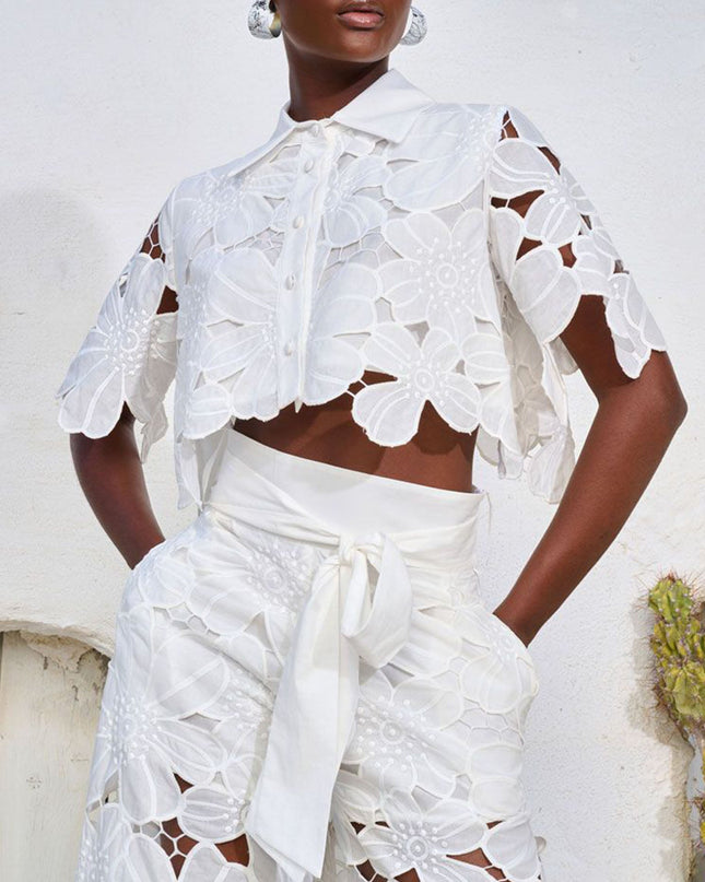 "Bloom Lace" 3D Floral Cutout Two-Piece Set