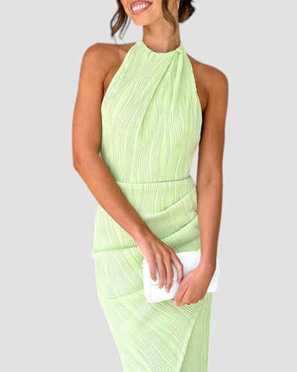 "Lime Twist" Halter Midi Dress