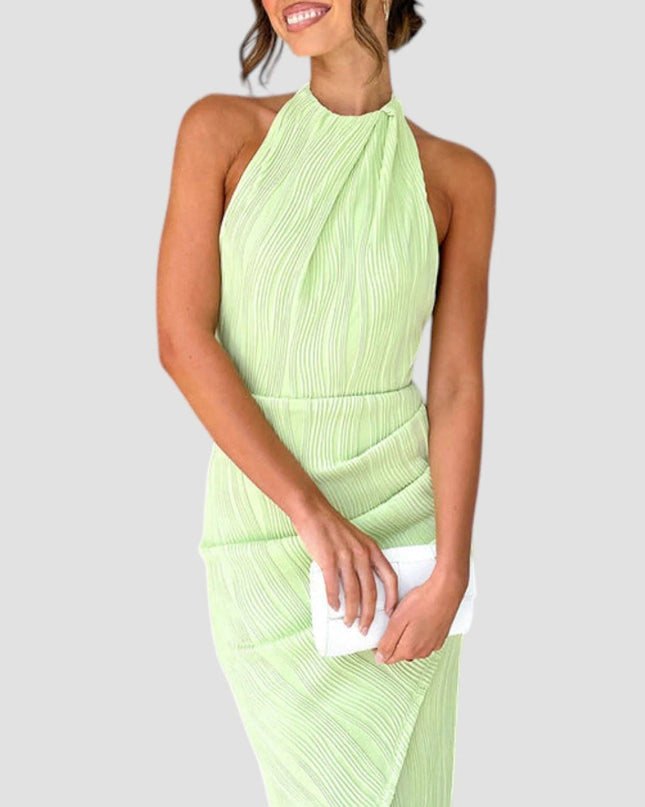 "Lime Twist" Halter Midi Dress