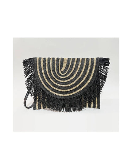 Contrast Color Straw Bag Clutch