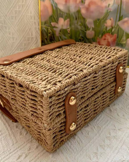 Handheld Crossbody Straw Bag