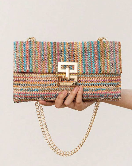 Straw Minimalist Clutch Chain Bag